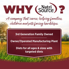 NutriSource emballage et informations nutritionnelles pour vérifier les ingrédients essentiels