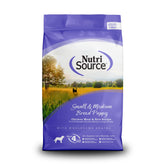 NutriSource sachet avant 12 lb montrant l'étiquette et bénéfice clarté produit