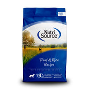 NutriSource sac face truite et riz montrant l’emballage et bénéfice nutritionnel