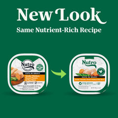 Nutro barquette ouverte révélant coupures en gravy pour une meilleure appétence