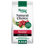 Nutro emballage avant Bœuf & Riz Brun montrant la recette nutritive