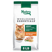 Nutro emballage avant poulet et riz brun montrant l'étiquette et bénéfice nutritionnel