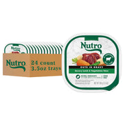 Nutro emballage avant ragoût agneau montrant la marque et l'aspect pratique