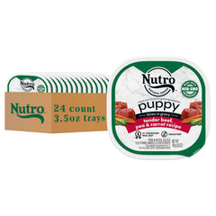 Nutro emballage avant montrant la recette bœuf et légumes, qualité nutritive visible