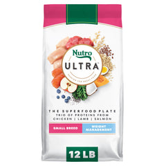 Nutro Ultra emballage avant montrant 12 lb et gestion du poids