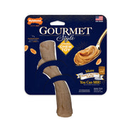 Nylabone emballage avant montrant le bâtonnet et la saveur beurre de cacahuète, pour identification rapide