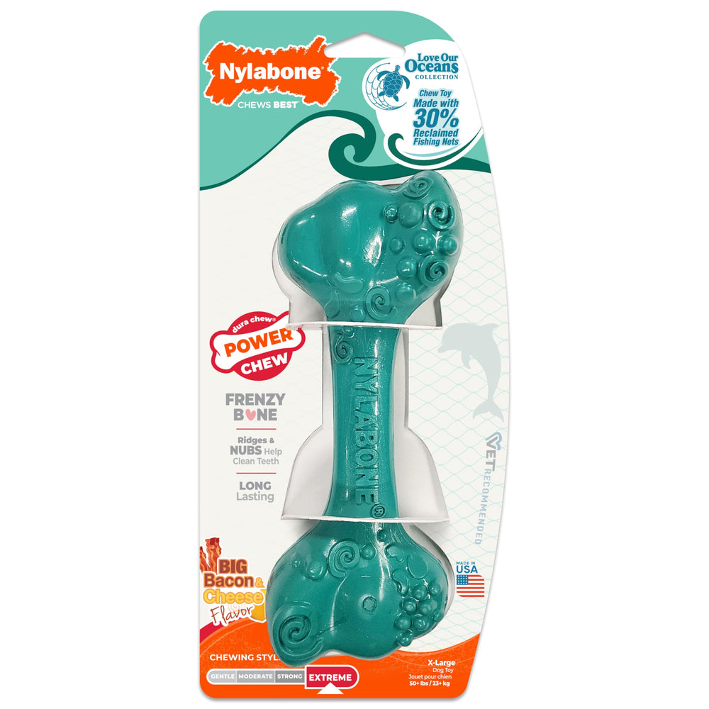 Nylabone vue avant du Frenzy Bone montrant sa forme résistante et durable