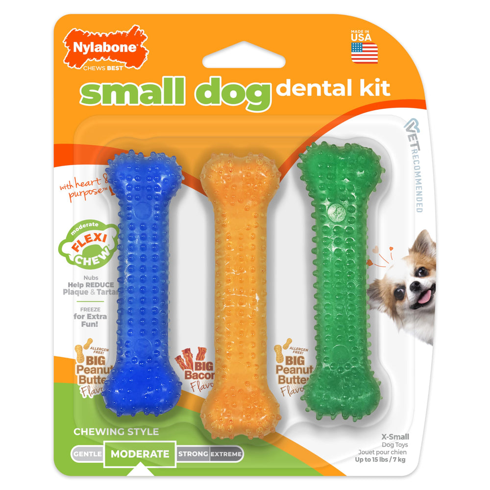 Nylabone os texturé avant emballage montrant forme et utilité