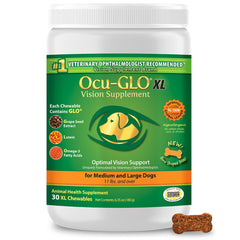 Ocu-GLO face de l'emballage XL montrant le produit et bénéfice visuel