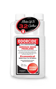 Odorcide flacon avant étiquette montrant le concentré efficace