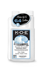 Odorcide K.O.E face avant de la bouteille montrant le parfum frais et l'étiquette