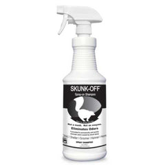 Odorcide Skunk-Off flacon 32 oz montrant l’étiquette et l’usage professionnel