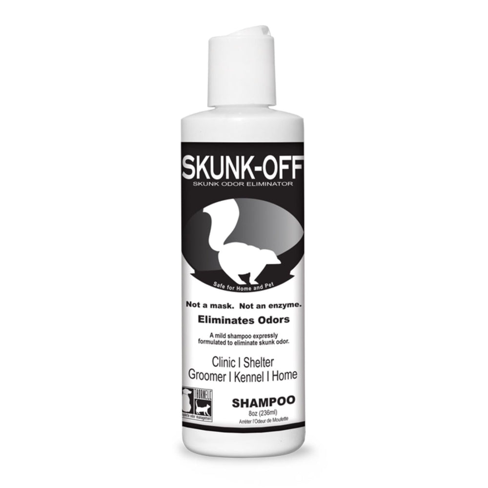 Odorcide Skunk Off packaging visible avec étiquette claire et bénéfice neutralisation rapide