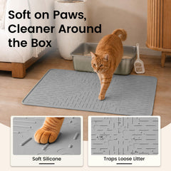 ohmo tapis litière chat quittant bac les grains retenus sur le tapis