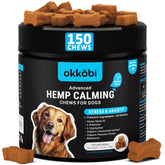 OKKÖBI pot 150 Calmings Chews posé montrant l'emballage et facilité d'usage