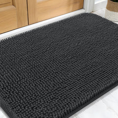 OLANLY tapis devanture plié montrant emballage et dimensions, protège l'entrée