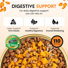 Olewo carottes portion comparée à une cuillère pour dosage quotidien simple