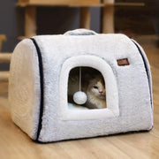 OMLIVLIES maison pour chat vue avant montrant l'entrée et confort