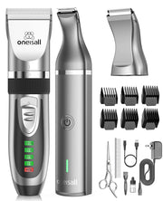 oneisall vue frontale du kit montrant tondeuse et petits accessoires pour simplicité
