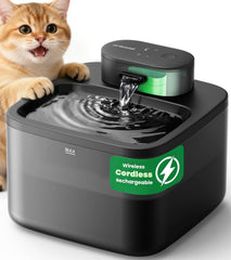 oneisall vue avant de la fontaine sans fil montrant design compact et capacité 2,2L