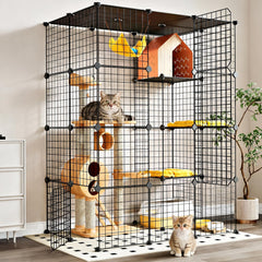 Oneluck cage face avant montrant espace sécurisé pour chats