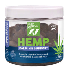 Only Natural Pet emballage avant montrant les 60 friandises et l'usage calmant