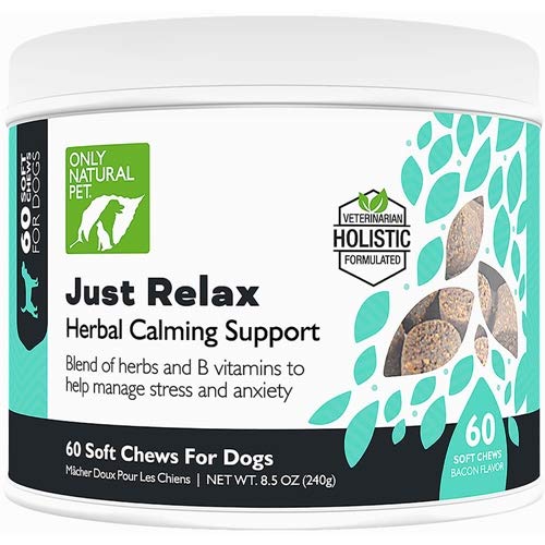 Only Natural Pet emballage des Just Relax 60 chews, praticité et ingrédients visibles