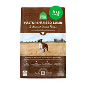 Open Farm paquet avant montrant la recette mouton et bénéfice nutritionnel