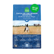 Open Farm emballage face montrant la recette whitefish et avantages nutritionnels