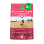 Open Farm emballage 22 lb montrant l'avant et le logo, confiance garantie