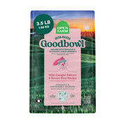 Open Farm emballage avant Goodbowl saumon montrant le sachet et avantages