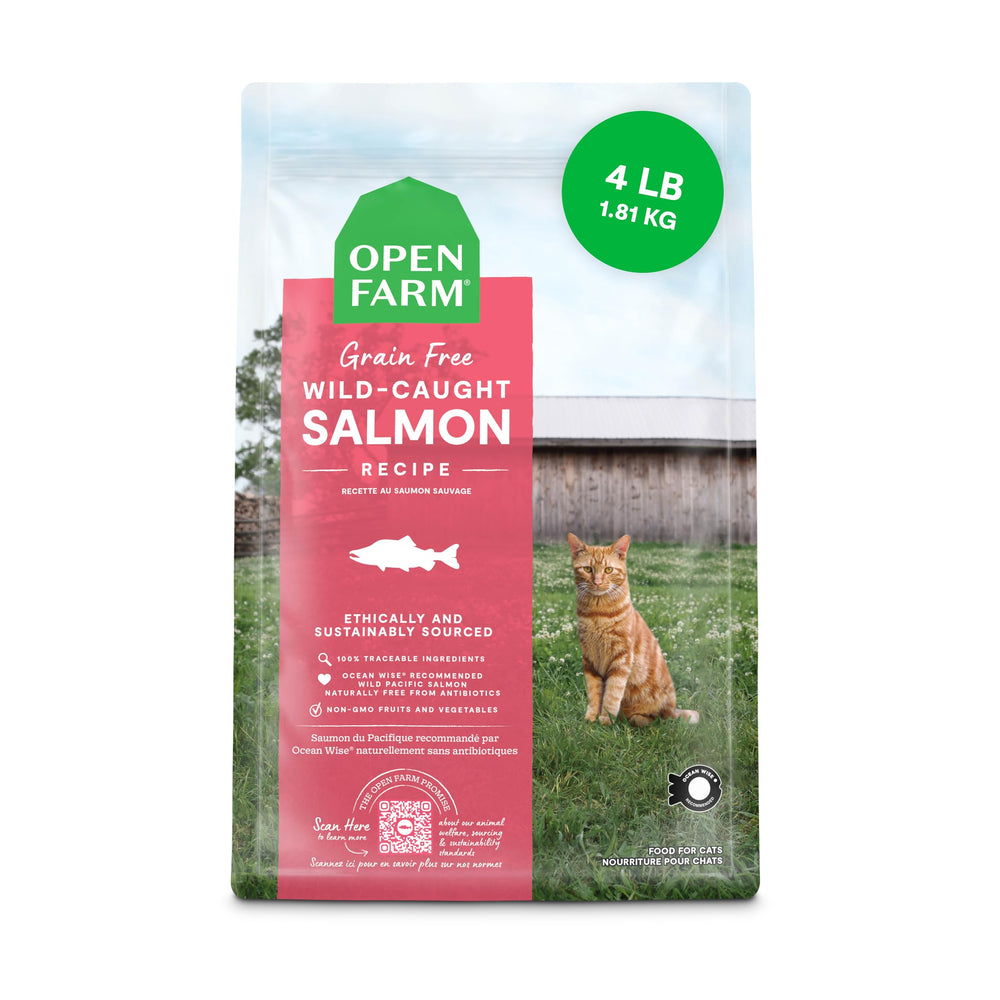 Open Farm emballage face montrant le sac et la traçabilité