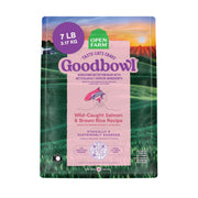 Open Farm Goodbowl paquet avant montrant l'étiquette et bénéfice traçabilité