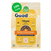 Open Farm GoodGut sac 19 lb face montrant la marque et bénéfice digestion