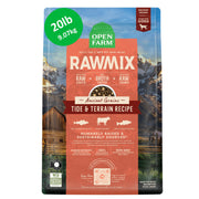 Open Farm emballage face montrant sac 20lb et informations produit bénéfice traçabilité