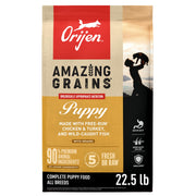 ORIJEN sac 22,5 lb face montrant format familial et garantie qualité
