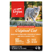 ORIJEN emballage avant 4lb montrant la marque et avantages nutritionnels