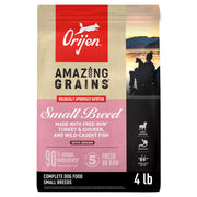 ORIJEN emballage avant Small Breed montre la recette et bénéfices nutritionnels