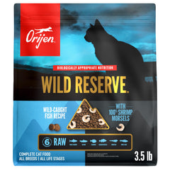 orijen emballage avant wild reserve 3,5lb montrant composition riche