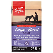 ORIJEN sachet devant montrant formulation WholePrey et bénéfice nutritionnel