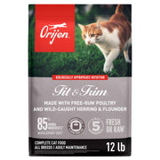 ORIJEN sac face Fit & Trim montrant package et bénéfice protéique