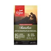 ORIJEN TUNDRA sac 23,5 lb montrant l'emballage et l'info-clé protéines élevées