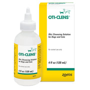 Oti-Clens flacon 4 oz montrant le produit prêt à l'emploi et rassurant