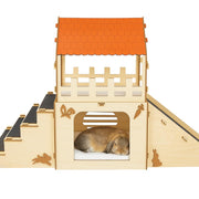 OtterPets vue de face du château en bois montrant robustesse et design