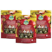Oxbow emballage face Apple & Banana montrant paquet pratique et ingrédients naturels