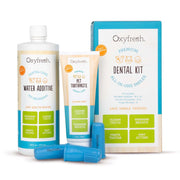 Oxyfresh kit face paquet montrant tous les éléments, facilite soins quotidiens