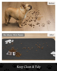 PADOOR tapis en usage sous gamelle avec chien réduisant les dégâts