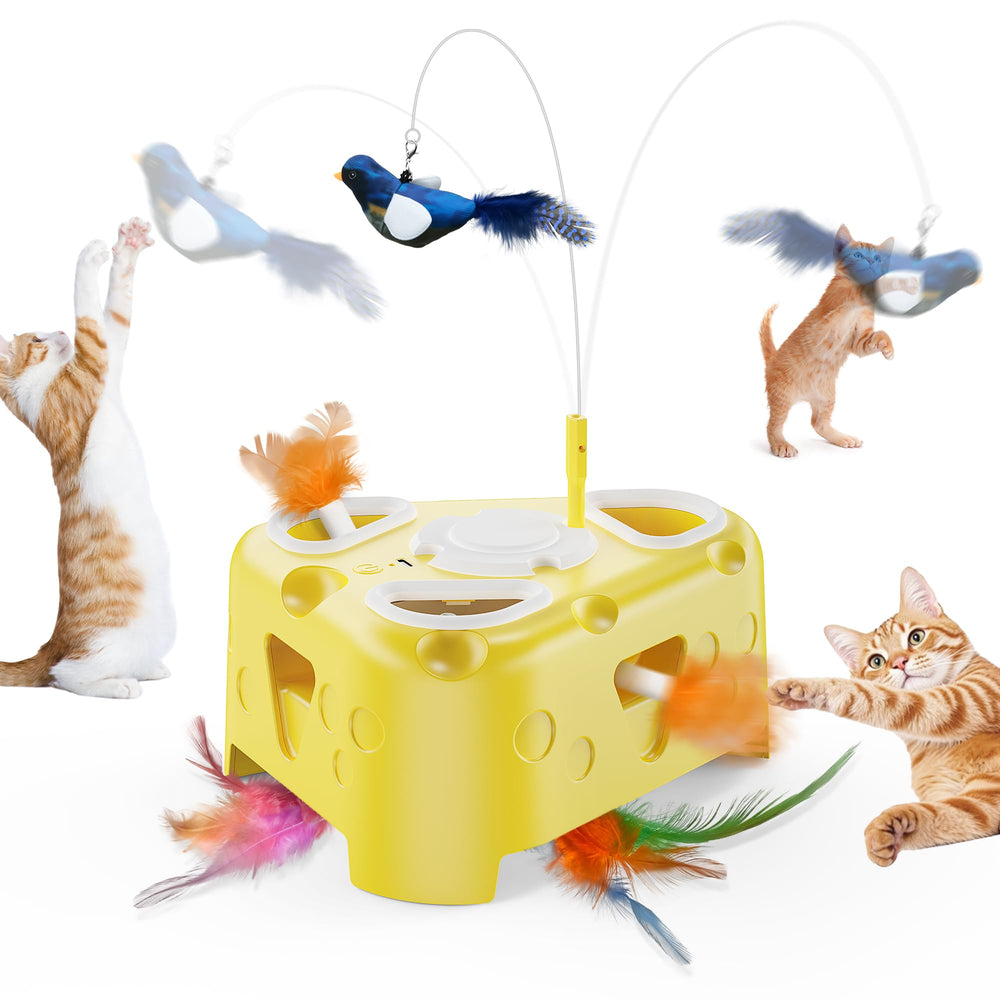 PANRIO vue frontale du jouet fromage, attire et divertit le chat