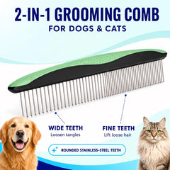 Pat Your Pet gros plan des dents 9 et 17 du râteau pour démêlage progressif