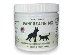 Paw Vitality emballage avant Pancreatin 10X montrant flacon et étiquette